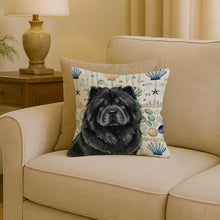 Load image into Gallery viewer, Black Chow Chow Coastal Sea Glass Throw Pillow