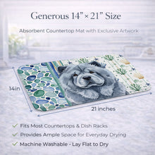 Load image into Gallery viewer, Blue Chow Chow Coastal Sea Glass Dish Drying Mat