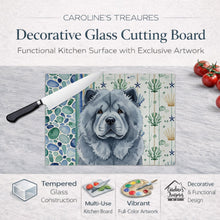 Load image into Gallery viewer, Blue Chow Chow Coastal Sea Glass Glass Cutting Board