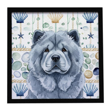Load image into Gallery viewer, Blue Chow Chow Coastal Sea Glass Framed Metal Print