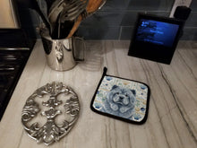 Load image into Gallery viewer, Blue Chow Chow Coastal Sea Glass Pair of Pot Holders