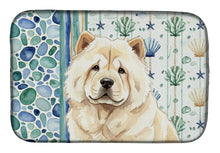 Load image into Gallery viewer, Cream Chow Chow Coastal Sea Glass Dish Drying Mat