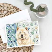 Load image into Gallery viewer, Cream Chow Chow Coastal Sea Glass Greeting Cards Pack of 8