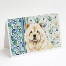 Load image into Gallery viewer, Cream Chow Chow Coastal Sea Glass Greeting Cards Pack of 8