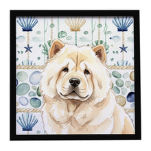 Load image into Gallery viewer, Cream Chow Chow Coastal Sea Glass Framed Metal Print