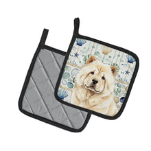 Load image into Gallery viewer, Cream Chow Chow Coastal Sea Glass Pair of Pot Holders
