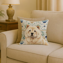 Load image into Gallery viewer, Cream Chow Chow Coastal Sea Glass Throw Pillow