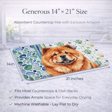 Load image into Gallery viewer, Red Chow Chow Coastal Sea Glass Dish Drying Mat
