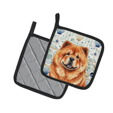 Load image into Gallery viewer, Red Chow Chow Coastal Sea Glass Pair of Pot Holders