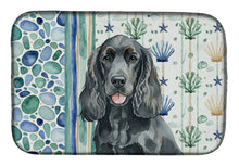 Load image into Gallery viewer, Black Cocker Spaniel Coastal Sea Glass Dish Drying Mat