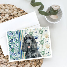 Load image into Gallery viewer, Black Cocker Spaniel Coastal Sea Glass Greeting Cards Pack of 8