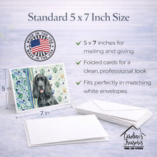 Load image into Gallery viewer, Black Cocker Spaniel Coastal Sea Glass Greeting Cards Pack of 8
