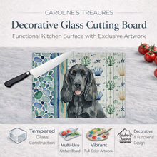 Load image into Gallery viewer, Black Cocker Spaniel Coastal Sea Glass Glass Cutting Board