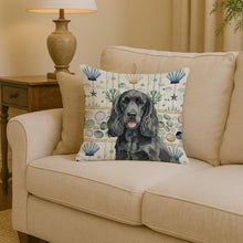 Load image into Gallery viewer, Black Cocker Spaniel Coastal Sea Glass Throw Pillow