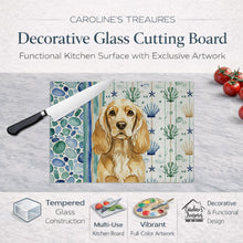 Load image into Gallery viewer, Buff Cocker Spaniel Coastal Sea Glass Glass Cutting Board