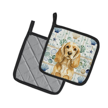 Load image into Gallery viewer, Buff Cocker Spaniel Coastal Sea Glass Pair of Pot Holders