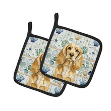 Load image into Gallery viewer, Buff Cocker Spaniel Coastal Sea Glass Pair of Pot Holders