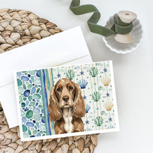 Load image into Gallery viewer, Chocolate Cocker Spaniel Coastal Sea Glass Greeting Cards Pack of 8