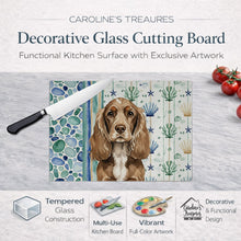 Load image into Gallery viewer, Chocolate Cocker Spaniel Coastal Sea Glass Glass Cutting Board