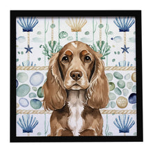 Load image into Gallery viewer, Chocolate Cocker Spaniel Coastal Sea Glass Framed Metal Print