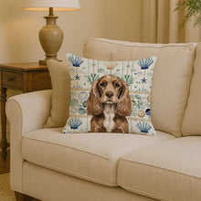 Load image into Gallery viewer, Chocolate Cocker Spaniel Coastal Sea Glass Throw Pillow