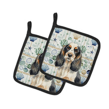 Load image into Gallery viewer, Parti Cocker Spaniel Coastal Sea Glass Pair of Pot Holders