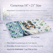 Load image into Gallery viewer, Blue Merle Collie Coastal Sea Glass Dish Drying Mat
