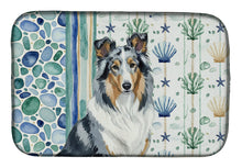 Load image into Gallery viewer, Blue Merle Collie Coastal Sea Glass Dish Drying Mat