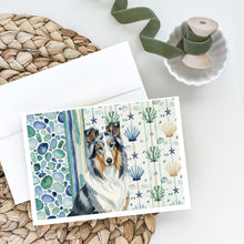 Load image into Gallery viewer, Blue Merle Collie Coastal Sea Glass Greeting Cards Pack of 8