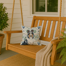 Load image into Gallery viewer, Blue Merle Collie Coastal Sea Glass Throw Pillow