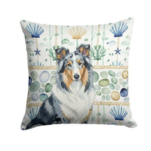 Load image into Gallery viewer, Blue Merle Collie Coastal Sea Glass Throw Pillow