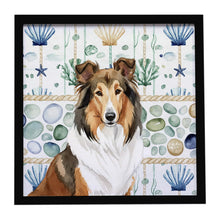 Load image into Gallery viewer, Sable Collie Coastal Sea Glass Framed Metal Print