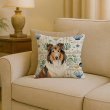 Load image into Gallery viewer, Sable Collie Coastal Sea Glass Throw Pillow