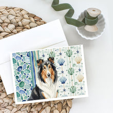 Load image into Gallery viewer, Tricolor Collie Coastal Sea Glass Greeting Cards Pack of 8