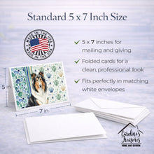 Load image into Gallery viewer, Tricolor Collie Coastal Sea Glass Greeting Cards Pack of 8