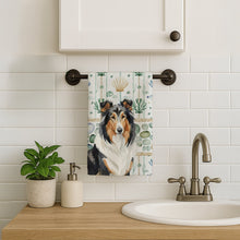 Load image into Gallery viewer, Tricolor Collie Coastal Sea Glass Kitchen Towel