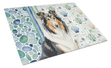 Load image into Gallery viewer, Tricolor Collie Coastal Sea Glass Glass Cutting Board