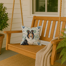 Load image into Gallery viewer, Tricolor Collie Coastal Sea Glass Throw Pillow