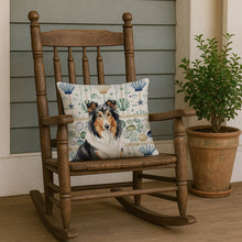 Load image into Gallery viewer, Tricolor Collie Coastal Sea Glass Throw Pillow