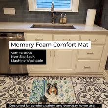 Load image into Gallery viewer, Tricolor Collie Coastal Sea Glass Memory Foam Kitchen Mat