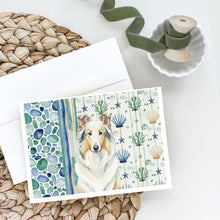 Load image into Gallery viewer, White Collie Coastal Sea Glass Greeting Cards Pack of 8
