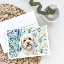 Load image into Gallery viewer, Coton de Tulear Coastal Sea Glass Greeting Cards Pack of 8
