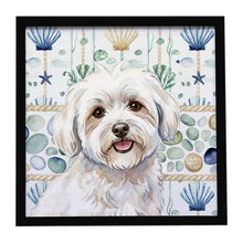 Load image into Gallery viewer, Coton de Tulear Coastal Sea Glass Framed Metal Print