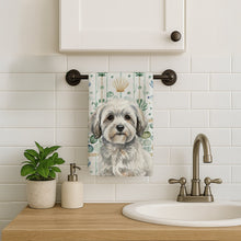 Load image into Gallery viewer, White with Gray Coton de Tulear Coastal Sea Glass Kitchen Towel