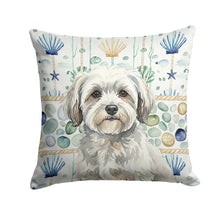 Load image into Gallery viewer, White with Gray Coton de Tulear Coastal Sea Glass Throw Pillow