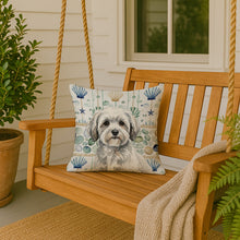 Load image into Gallery viewer, White with Gray Coton de Tulear Coastal Sea Glass Throw Pillow