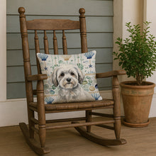 Load image into Gallery viewer, White with Gray Coton de Tulear Coastal Sea Glass Throw Pillow