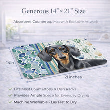 Load image into Gallery viewer, Black and Tan Dachshund Coastal Sea Glass Dish Drying Mat