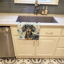 Load image into Gallery viewer, Black and Tan Dachshund Coastal Sea Glass Kitchen Towel