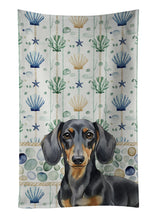 Load image into Gallery viewer, Black and Tan Dachshund Coastal Sea Glass Kitchen Towel